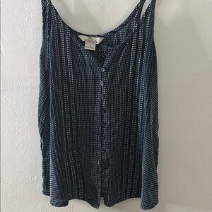 A New Day Blue Buttoned Pleated Tank Top